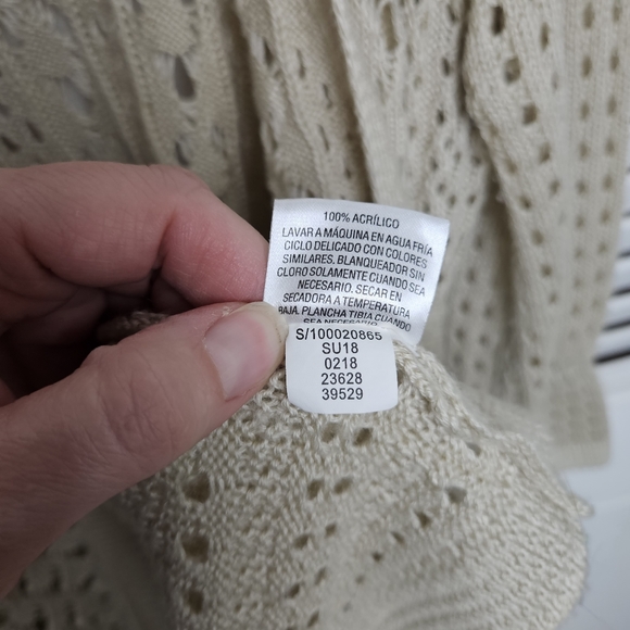 Charter Club Women's Tan Open Knit Cardigan Sweater Size L - Picture 7 of 9